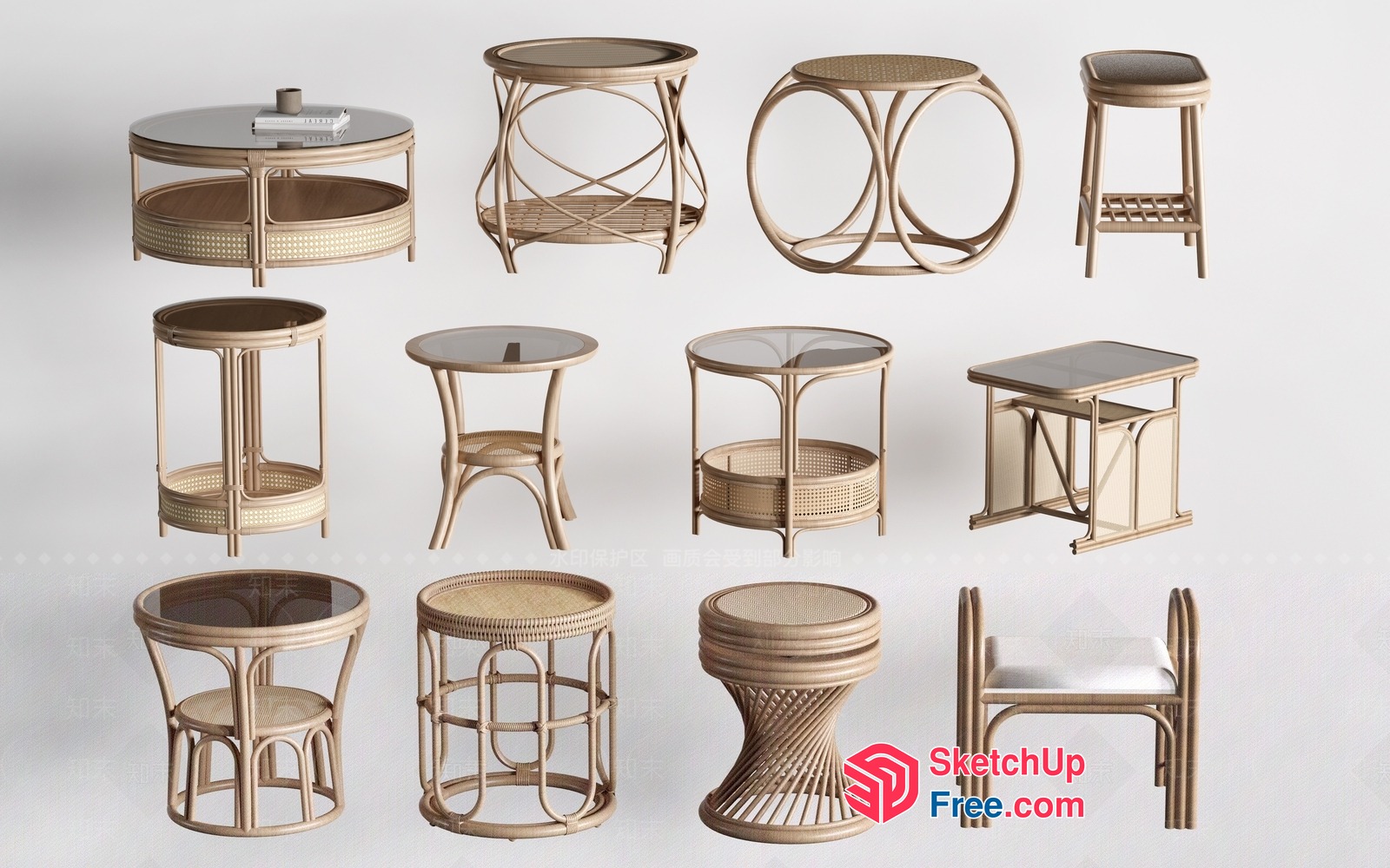 Elegant Rattan Furniture Collection 3D SketchUp File