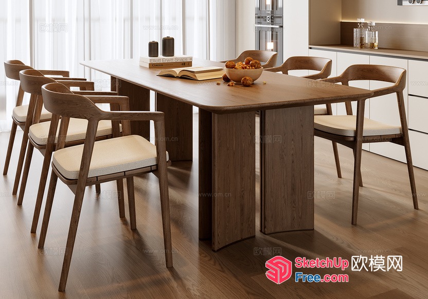Modern Dining Table And Chairs In A Contemporary Kitchen Setting 3D SketchUp File
