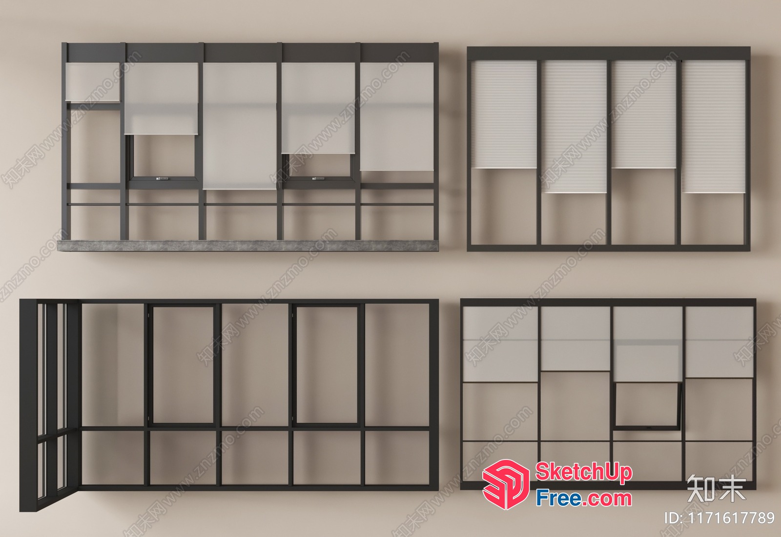 Modern Japanese Style Interior Window Frames 3D SketchUp File