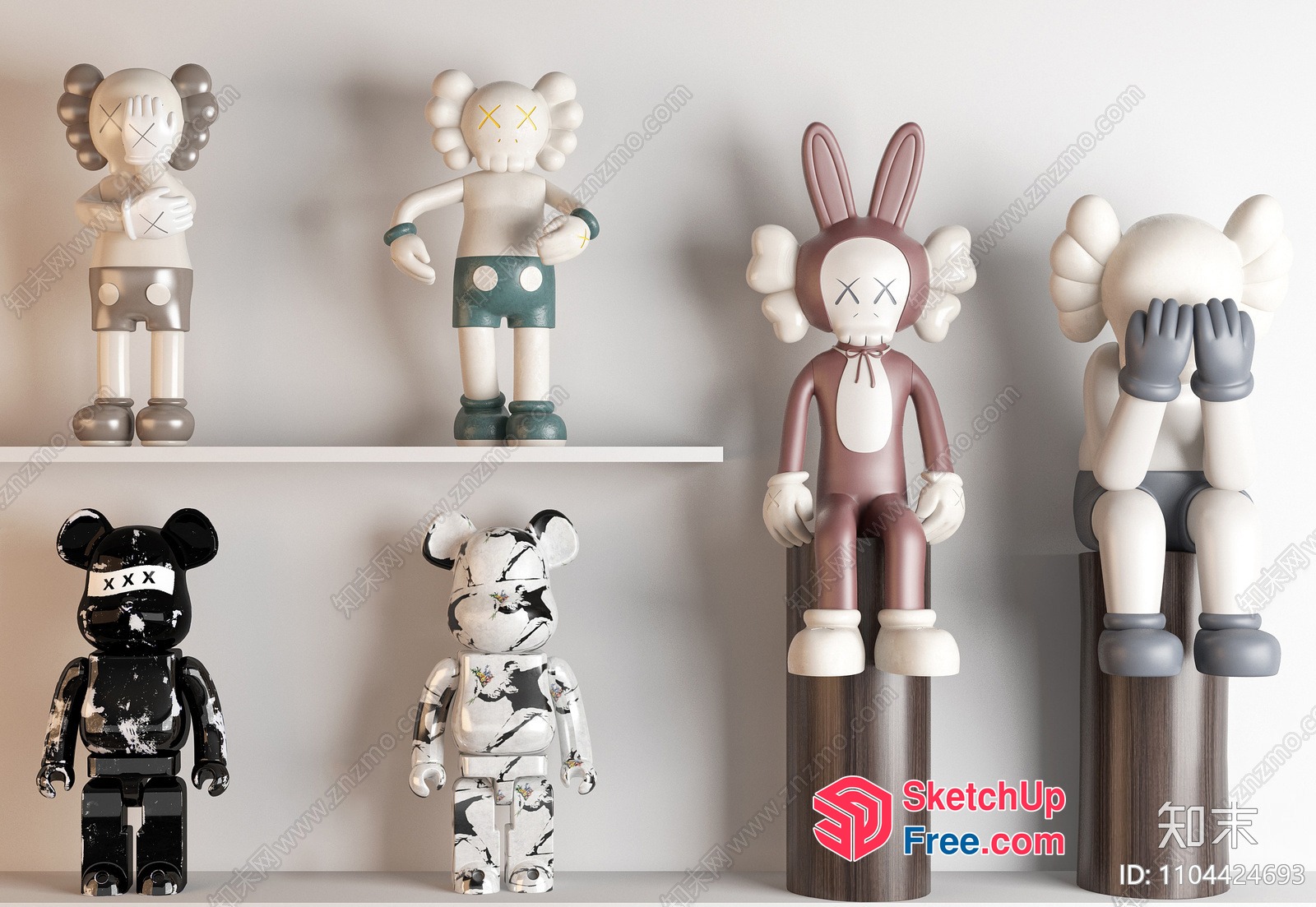 Kaws Character Figures On Display 3D SketchUp File
