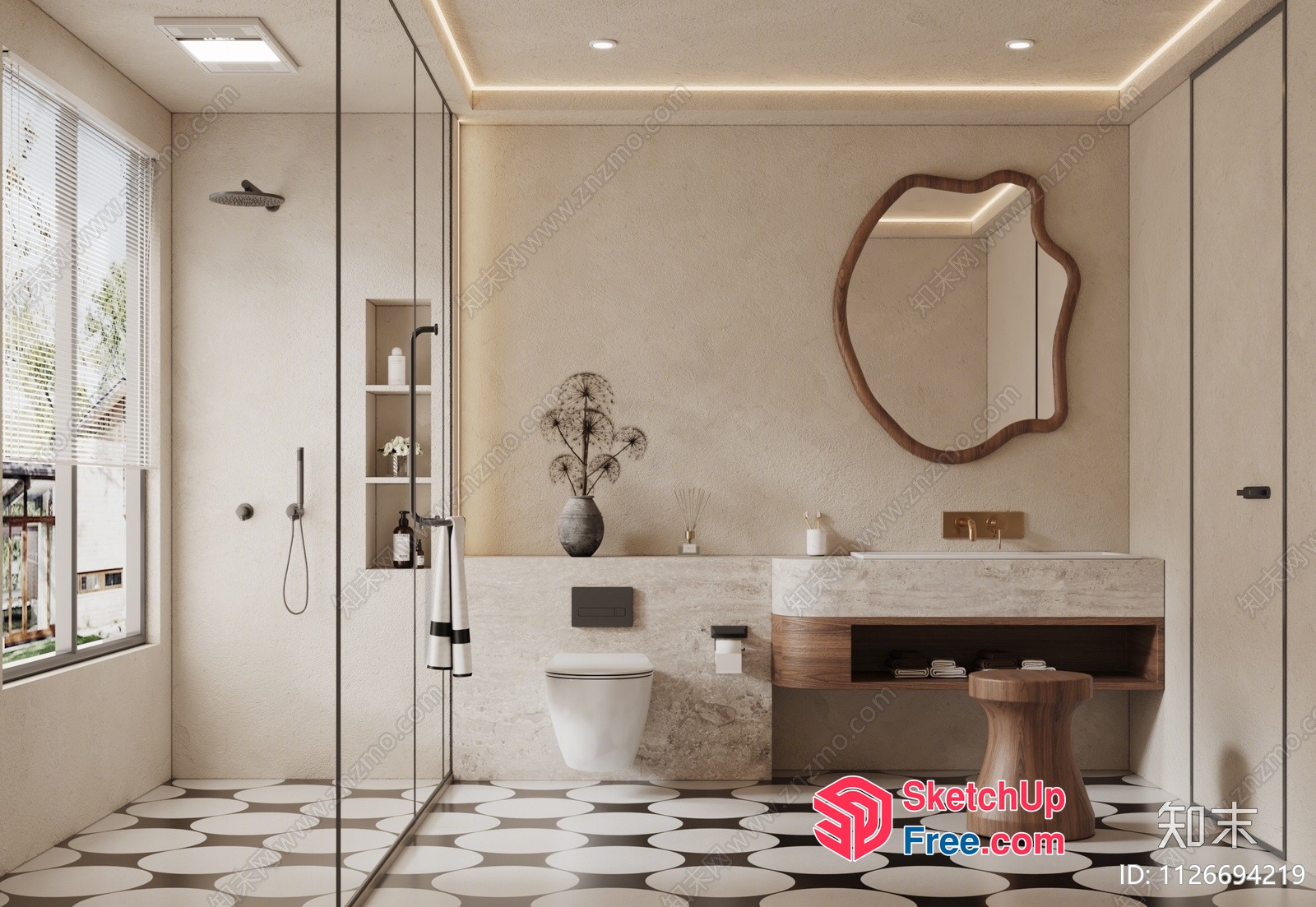 Modern Bathroom With Sleek Fixtures And Natural Lighting 3D SketchUp File