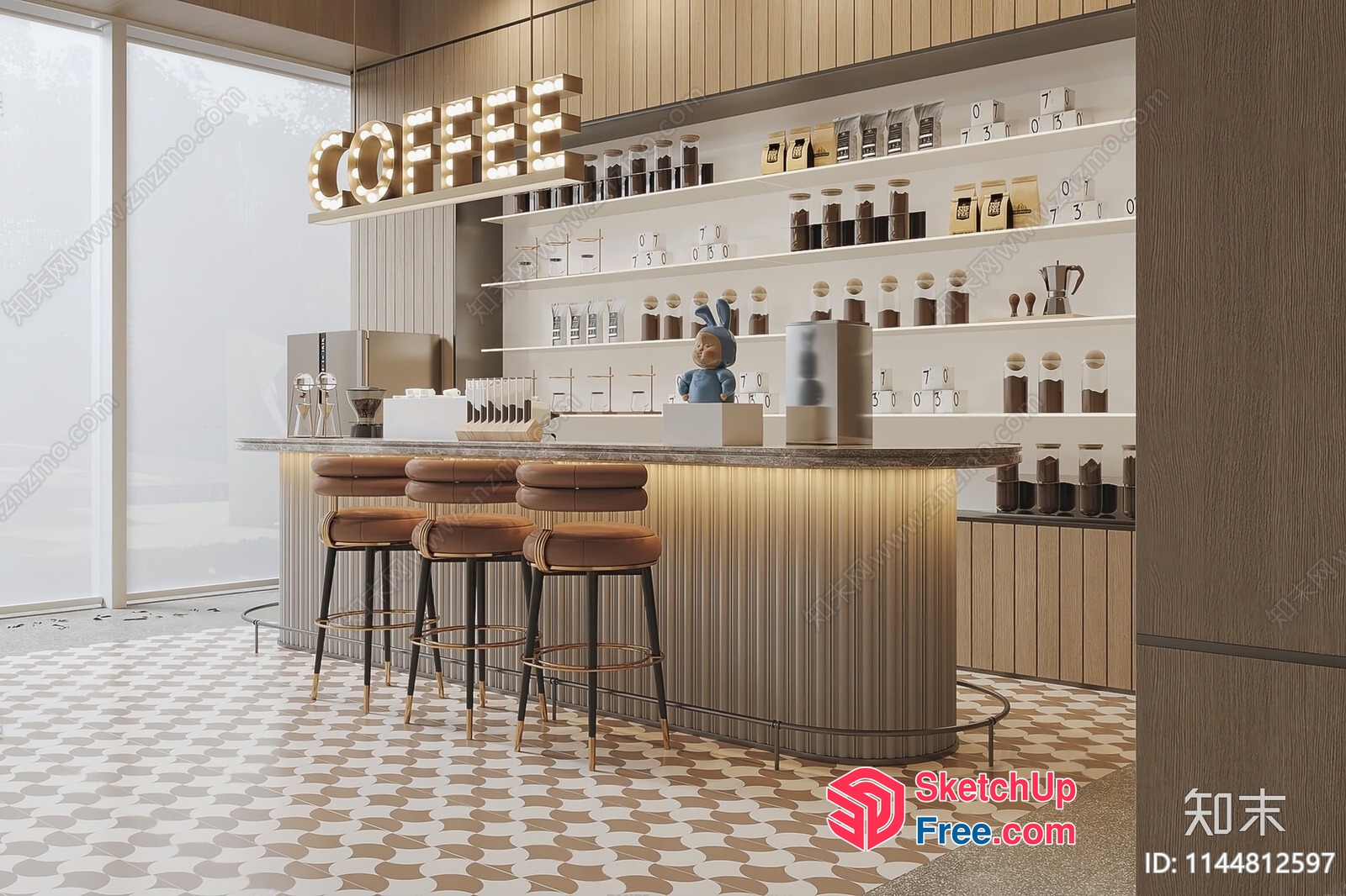 Modern Coffee Shop Interior 3D SketchUp File