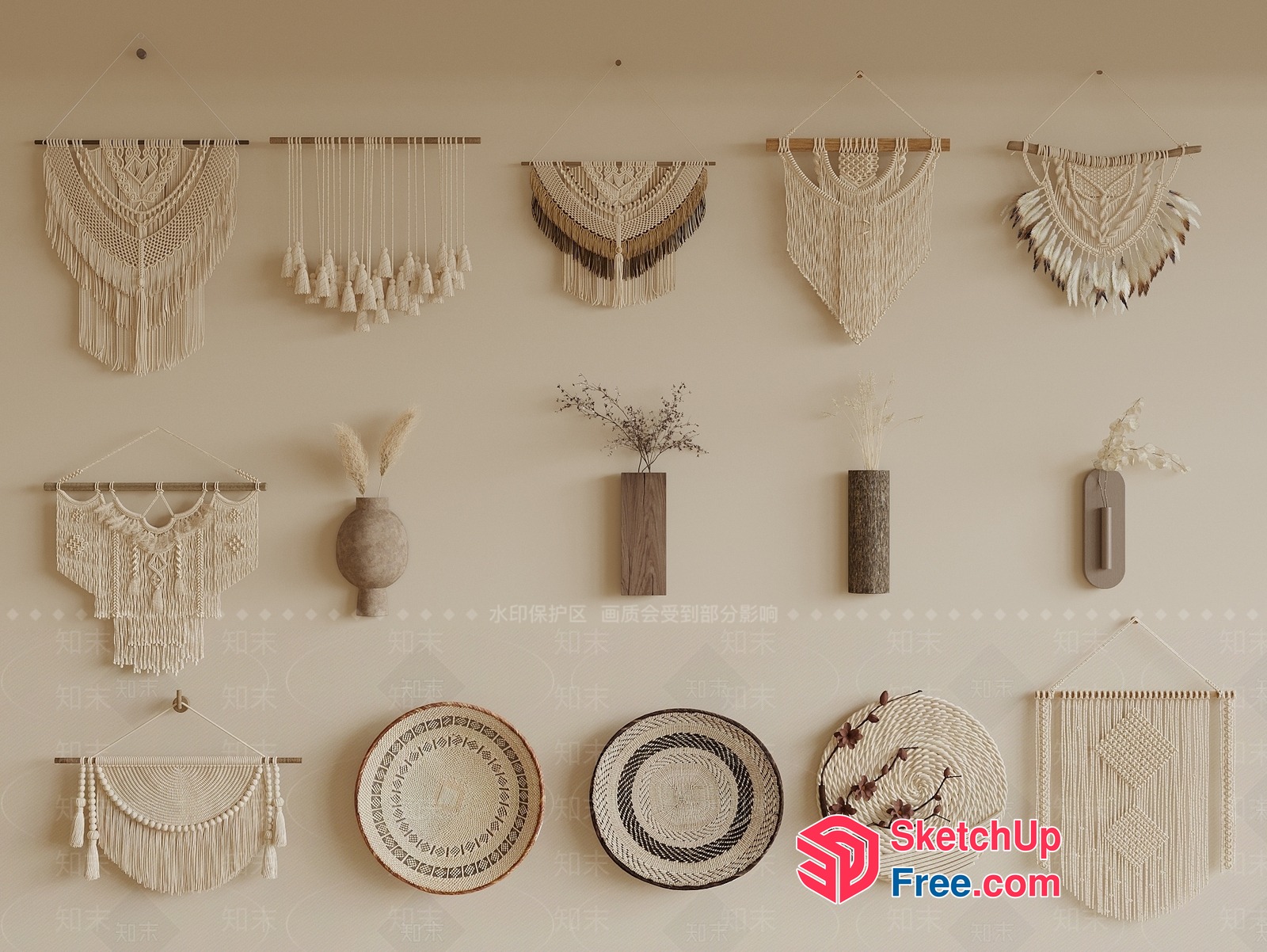 Elegant Macrame Wall Art Collection 3D SketchUp File