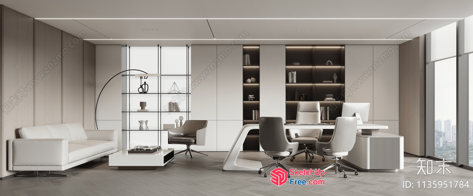 Modern Minimalist Office Space With Sleek Furniture 3D SketchUp File
