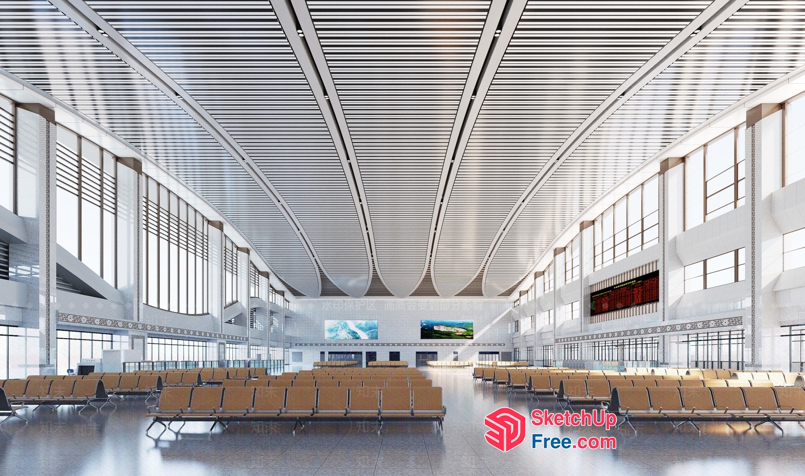 Modern Airport Terminal Interior 3D SketchUp File