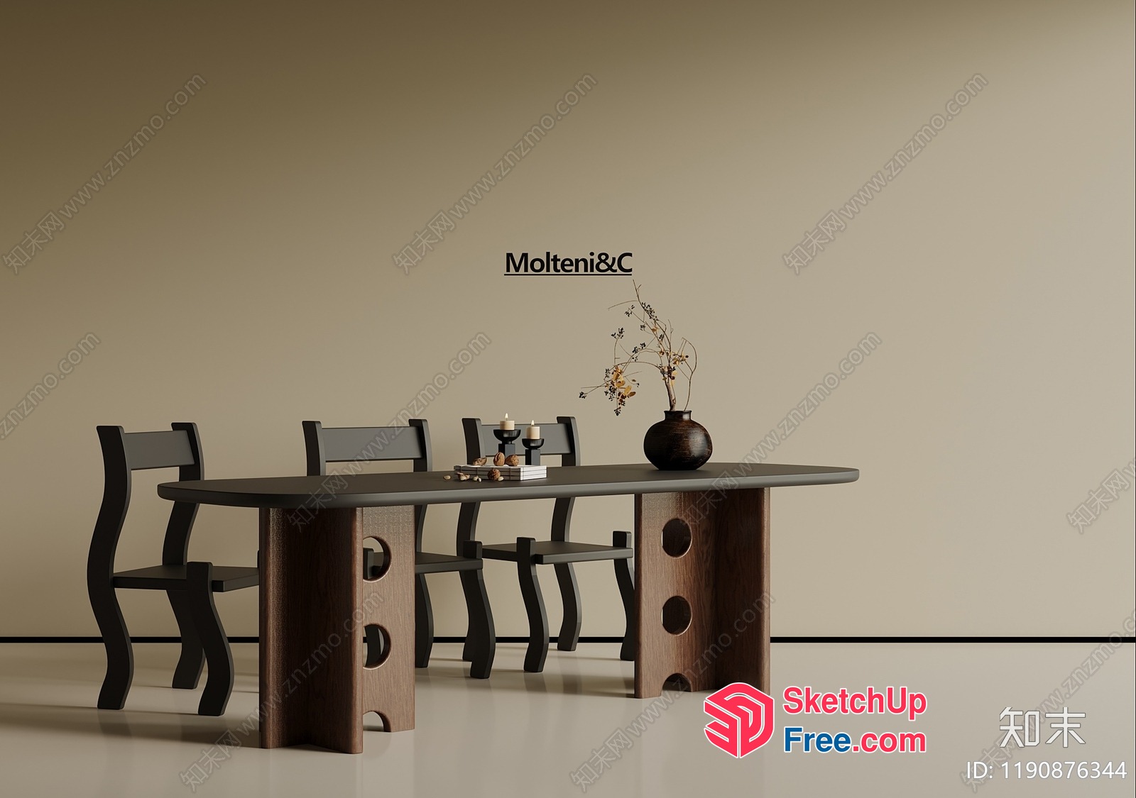 Modern Minimalist Dining Room Furniture Set 3D SketchUp File