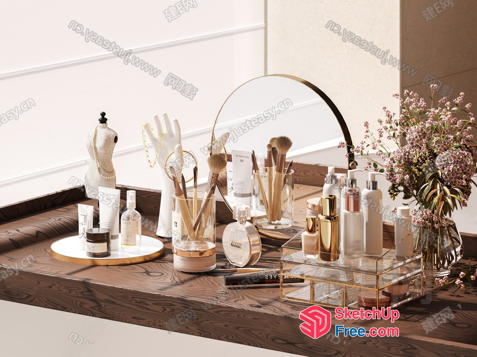 Elegant Vanity Table With Makeup Essentials 3D SketchUp File