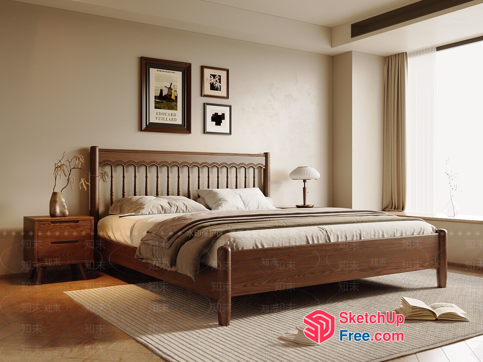 Elegant Minimalist Japanese Style Bedroom 3D SketchUp File