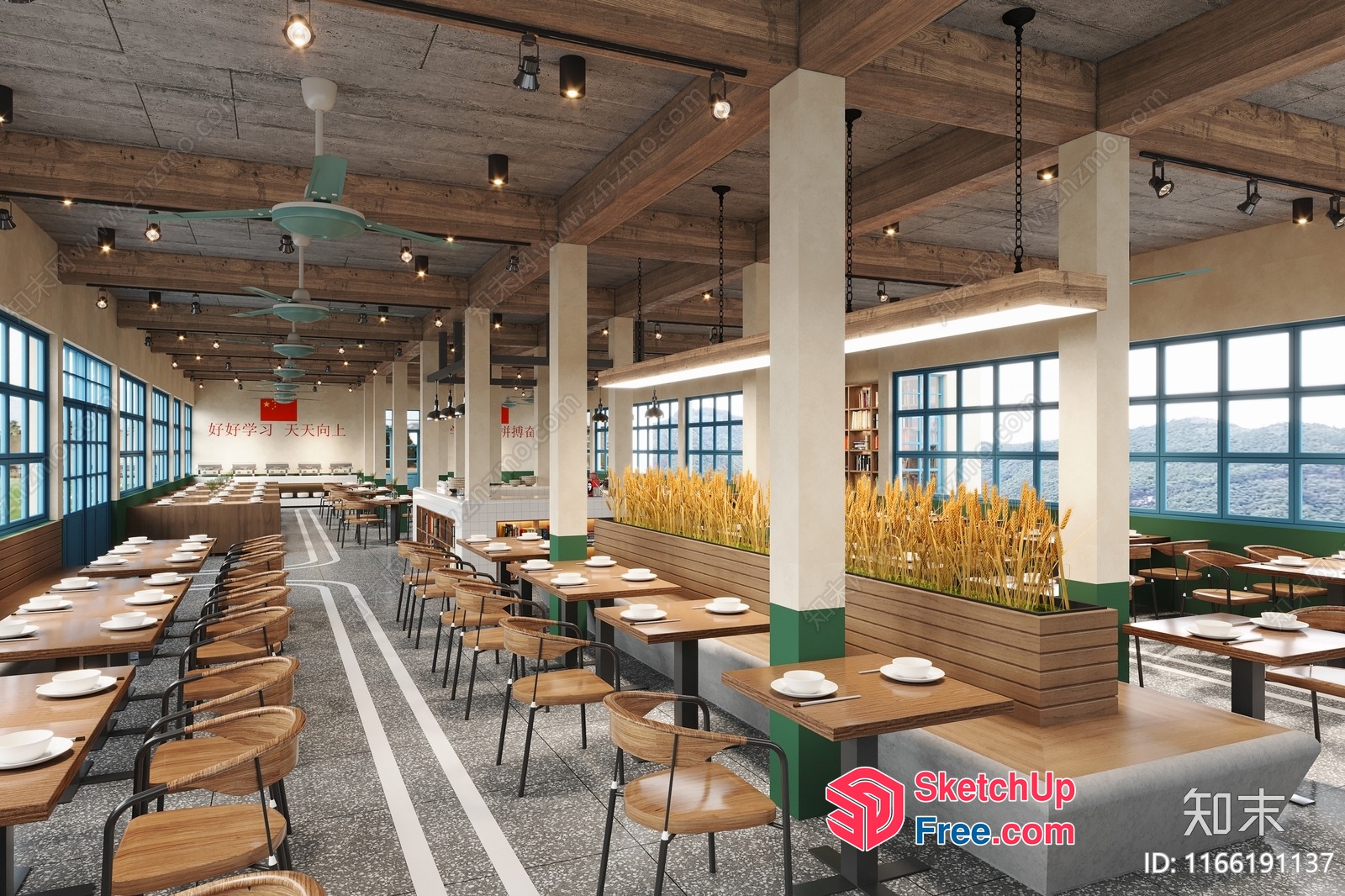 Modern Industrial Style Restaurant Interior 3D SketchUp File