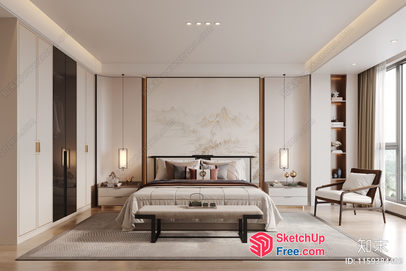 Modern Minimalist Bedroom Interior 3D SketchUp File