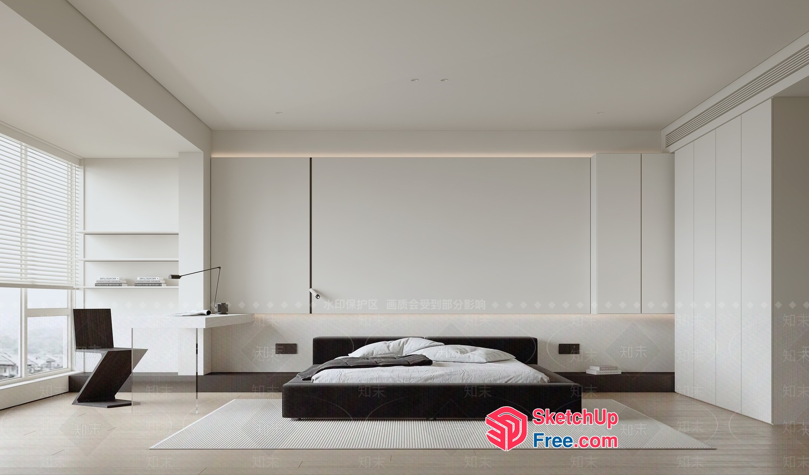 Modern Minimalist Bedroom Interior 3D SketchUp File