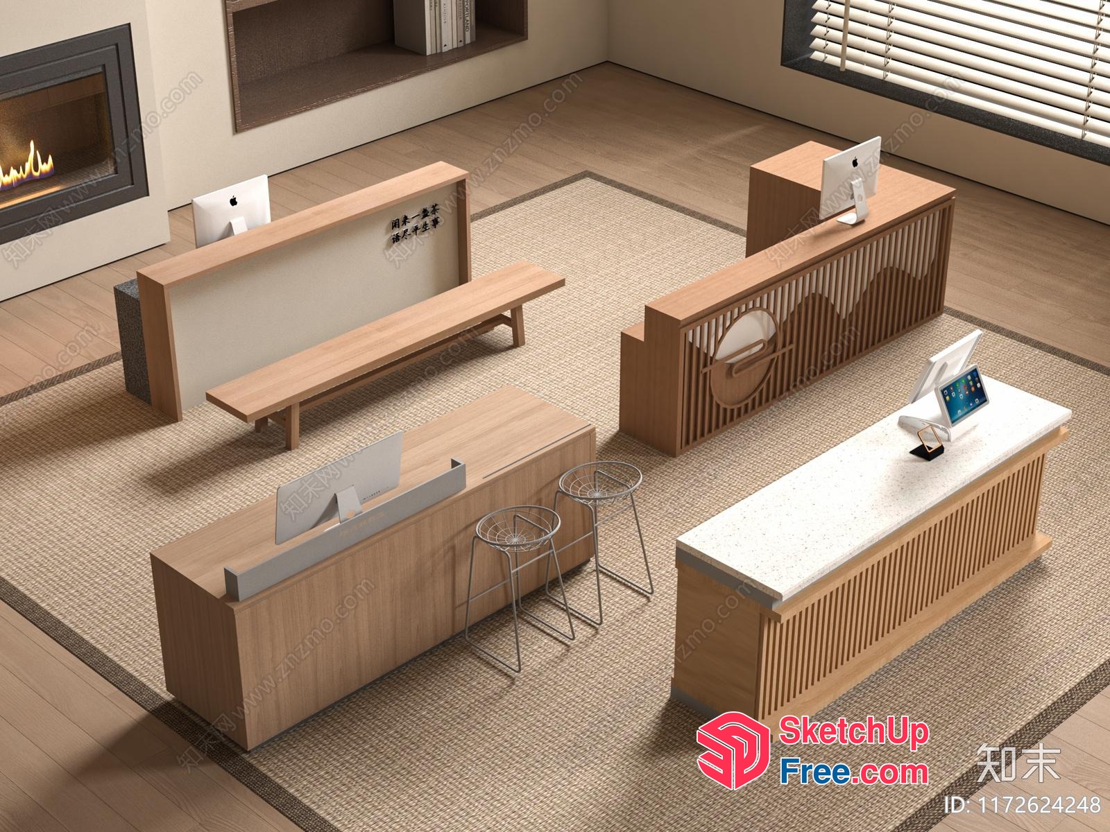 Japanese Style Office Furniture 3D SketchUp File