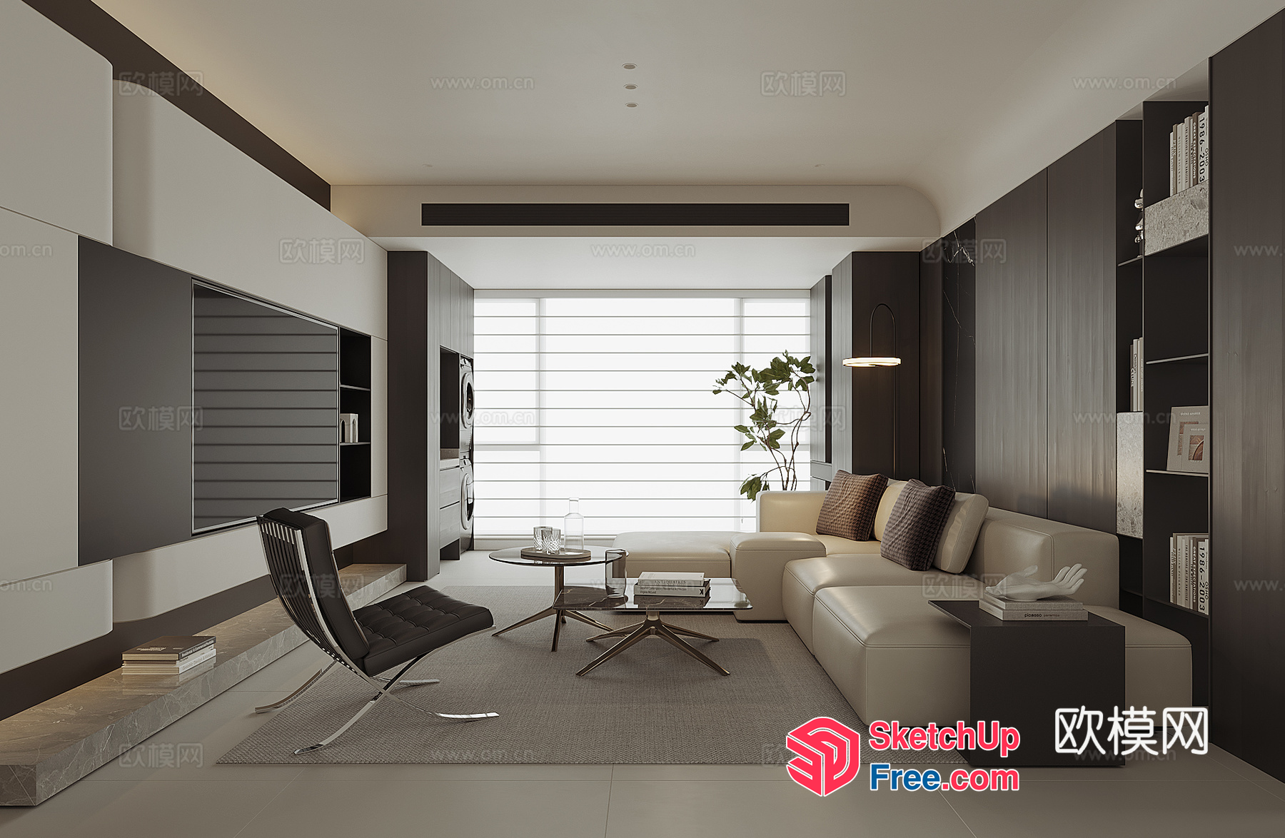 Modern Minimalist Living Room Design 3D SketchUp File