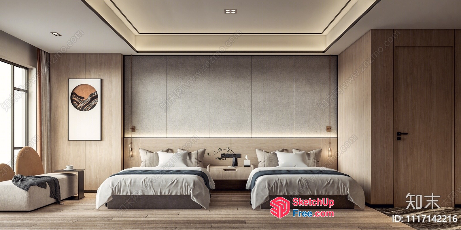 Modern Minimalist Bedroom Interior 3D SketchUp File