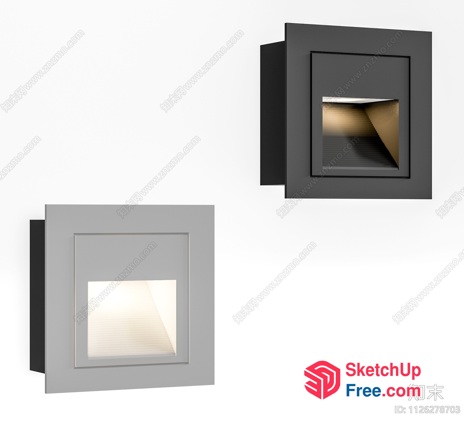 Two Square-Lit Square Wall Sconces 3D SketchUp File