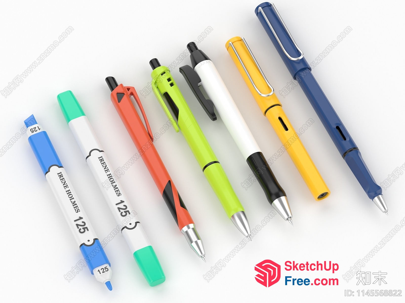 Pen Collection With Diverse Colored Handles 3D SketchUp File