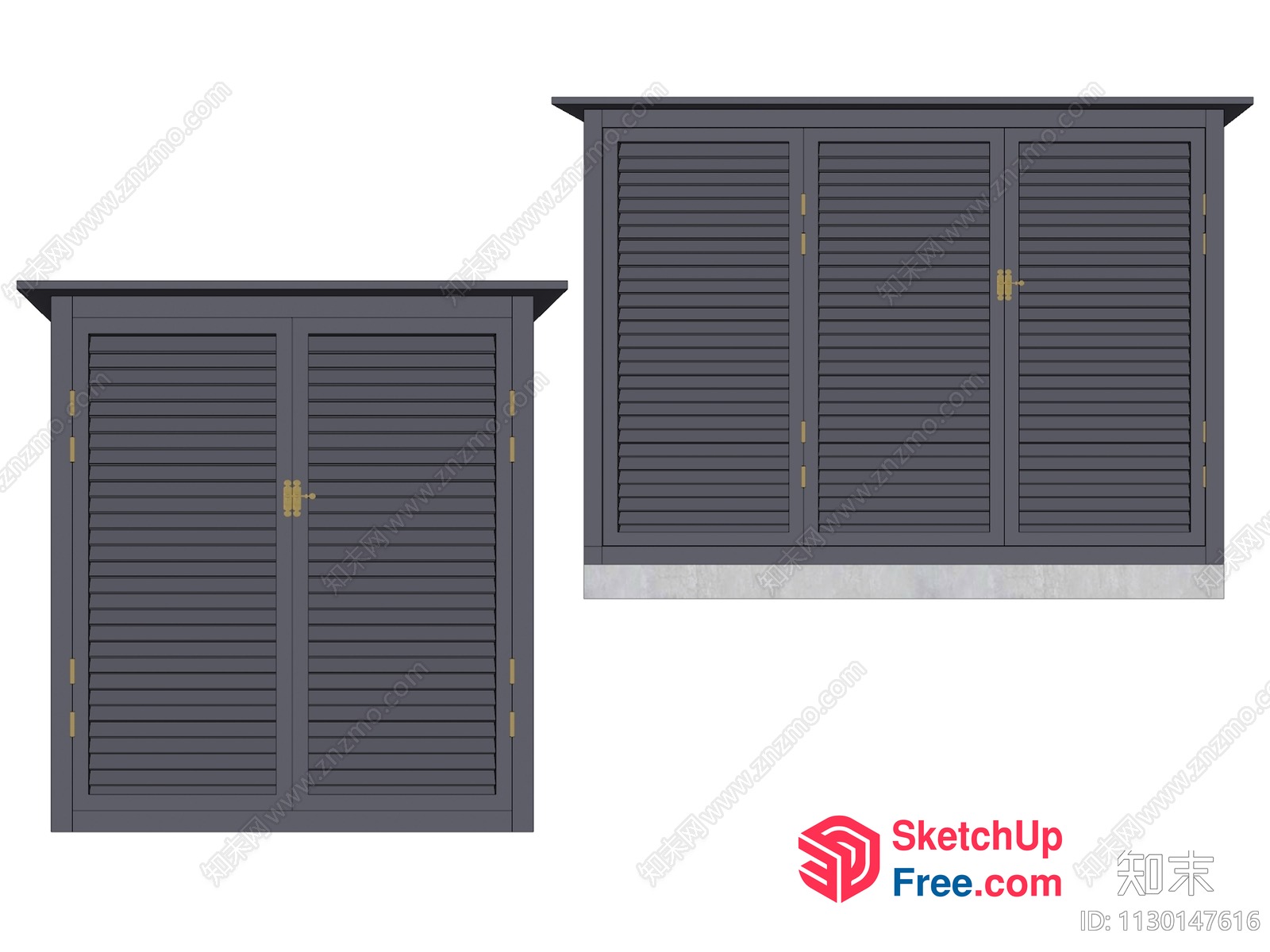 Grey Wooden Slatted Doors 3D SketchUp File