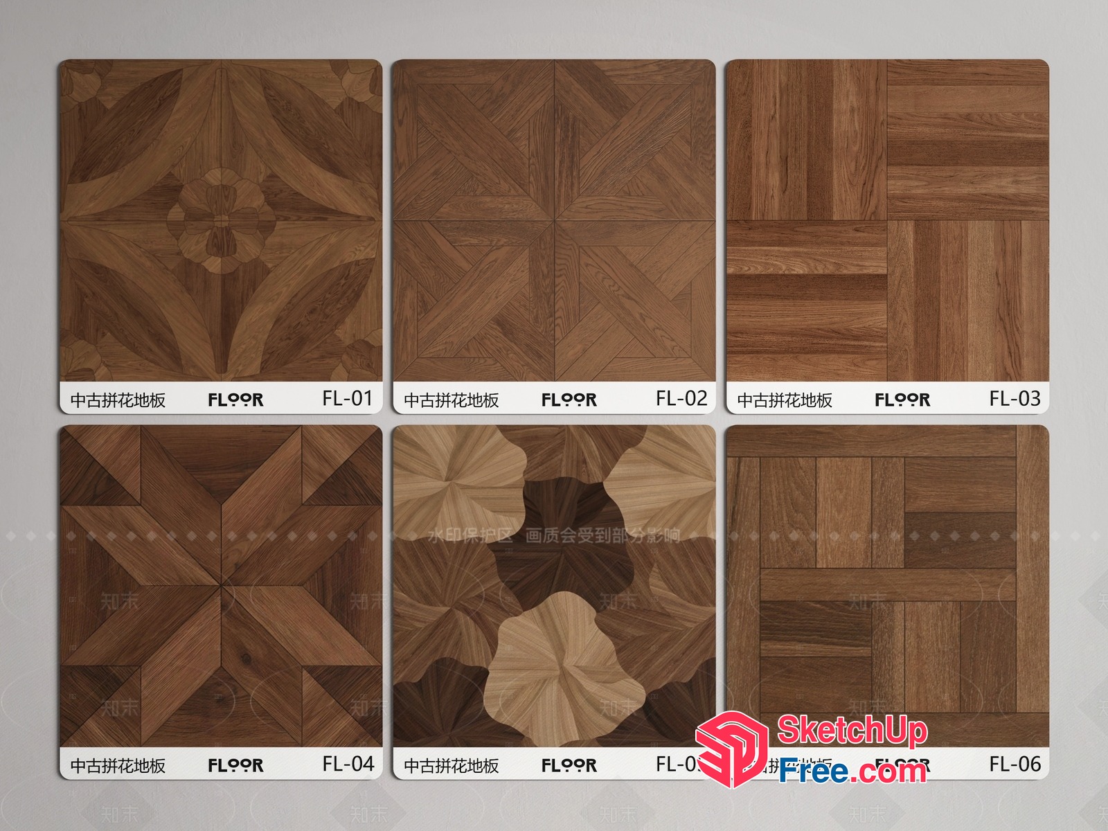 Various Wooden Floor Designs 3D SketchUp File