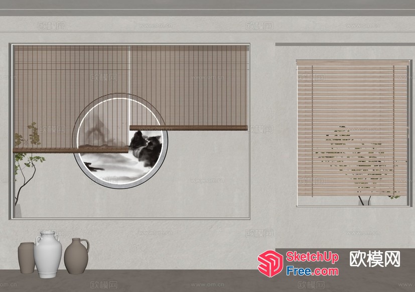 Cat Window View With Blinds 3D SketchUp File