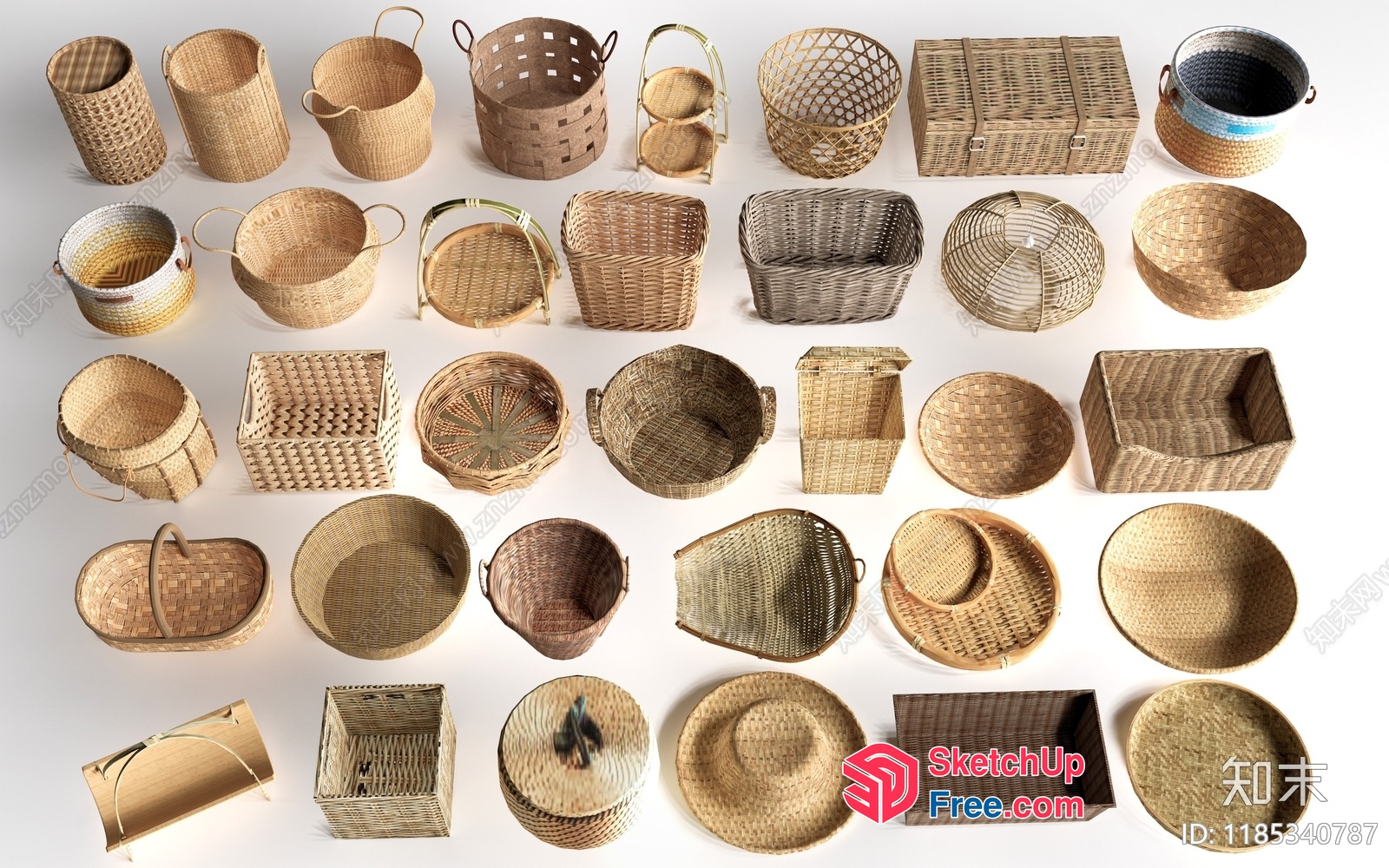 Handcrafted Wicker Baskets Collection 3D SketchUp File