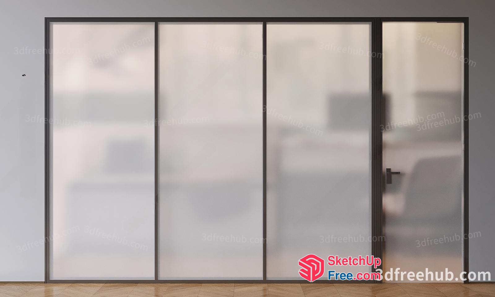 Modern Glass Partition Wall 3D SketchUp File