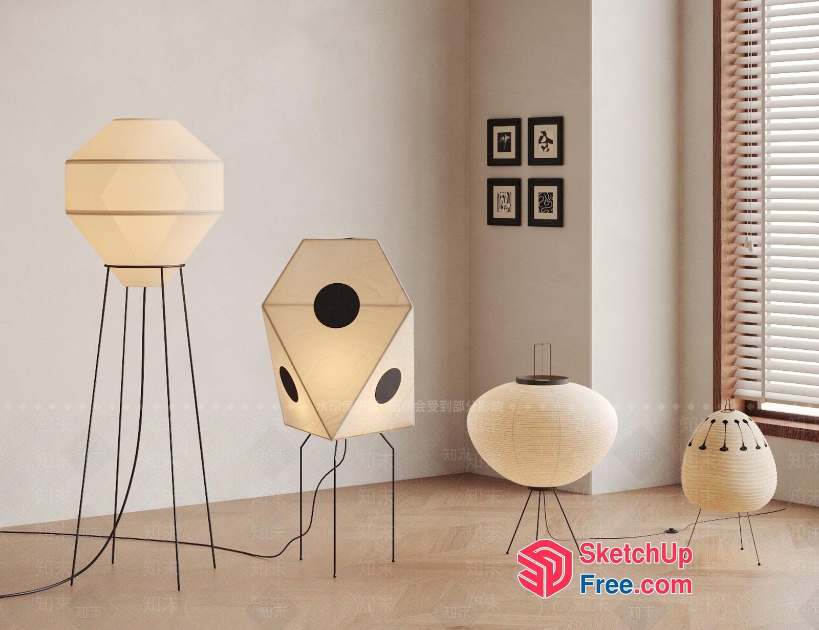 Elegant Japanese-Style Lighting Fixtures 3D SketchUp File