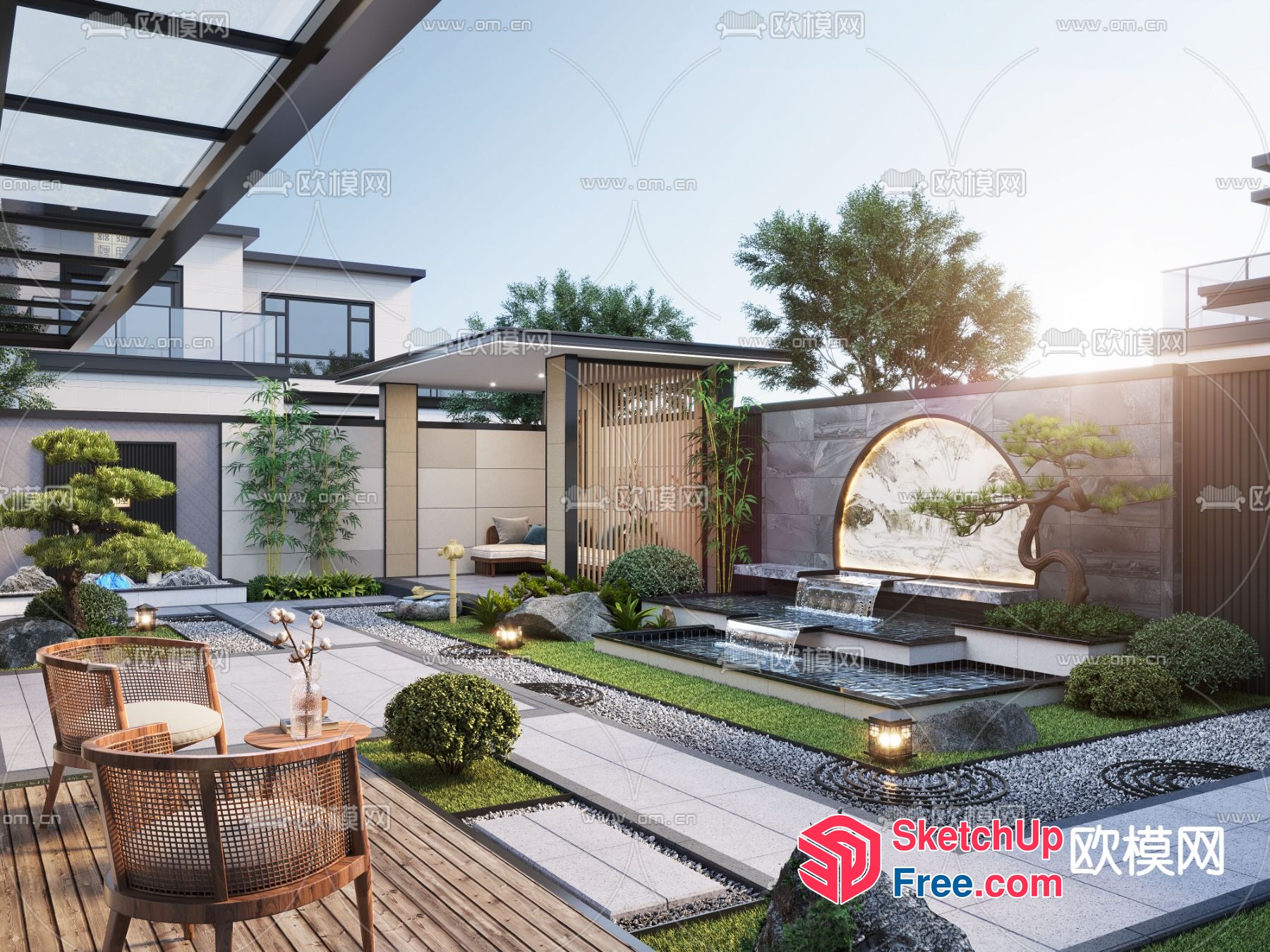 Serene Japanese-Inspired Oasis 3D SketchUp File