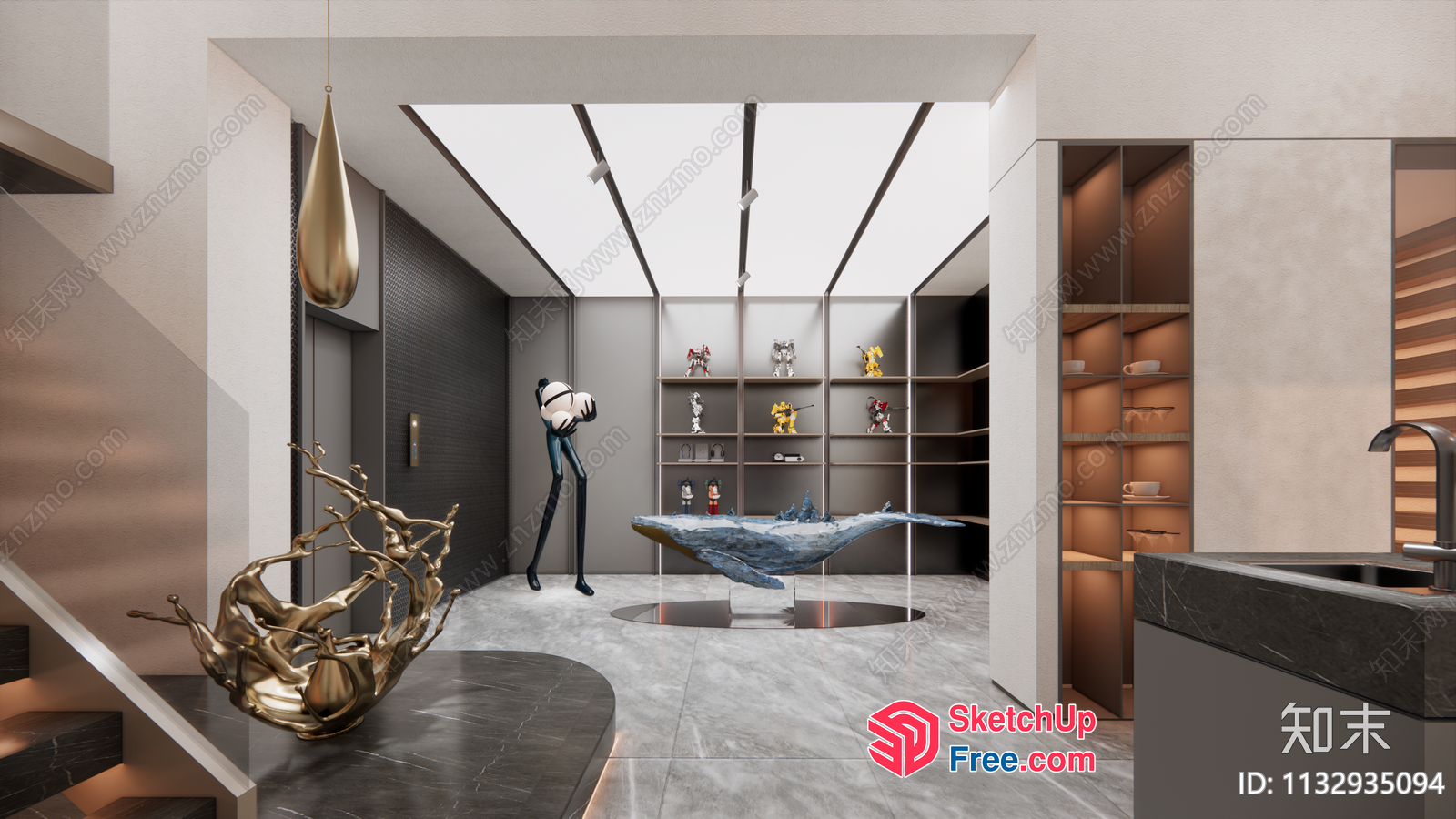 Modern Art Gallery Interior With Sleek And Elegant Decor 3D SketchUp File