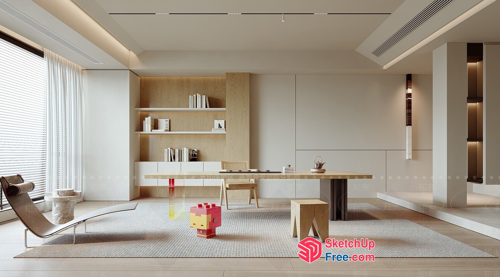 Modern Minimalist Office Interior With Clean Lines And Natural Wood Accents 3D SketchUp File