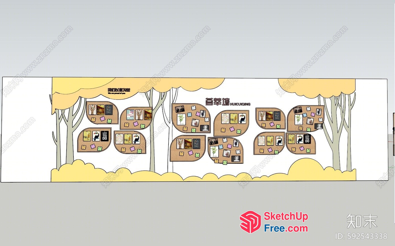 Wall Decor With Japanese Style Posters 3D SketchUp File
