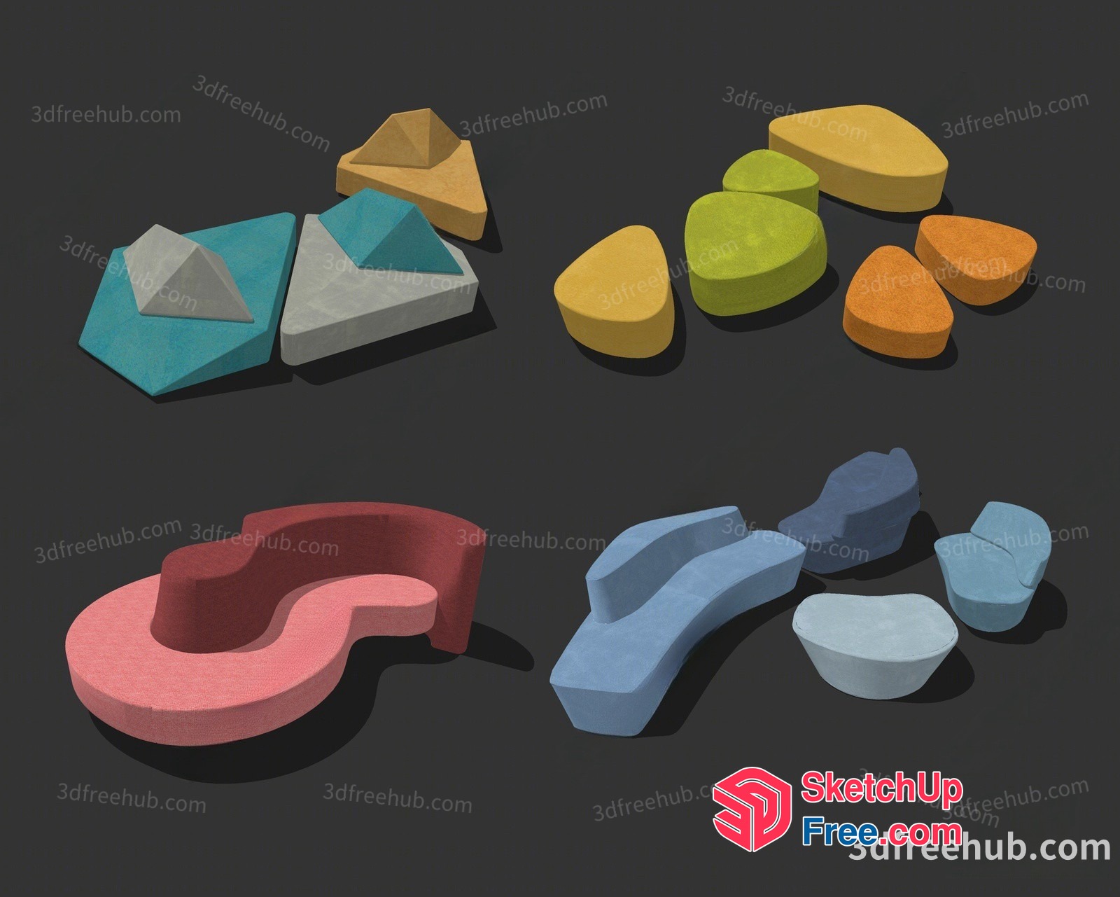 3D Shapes And Furniture Pieces 3D SketchUp File