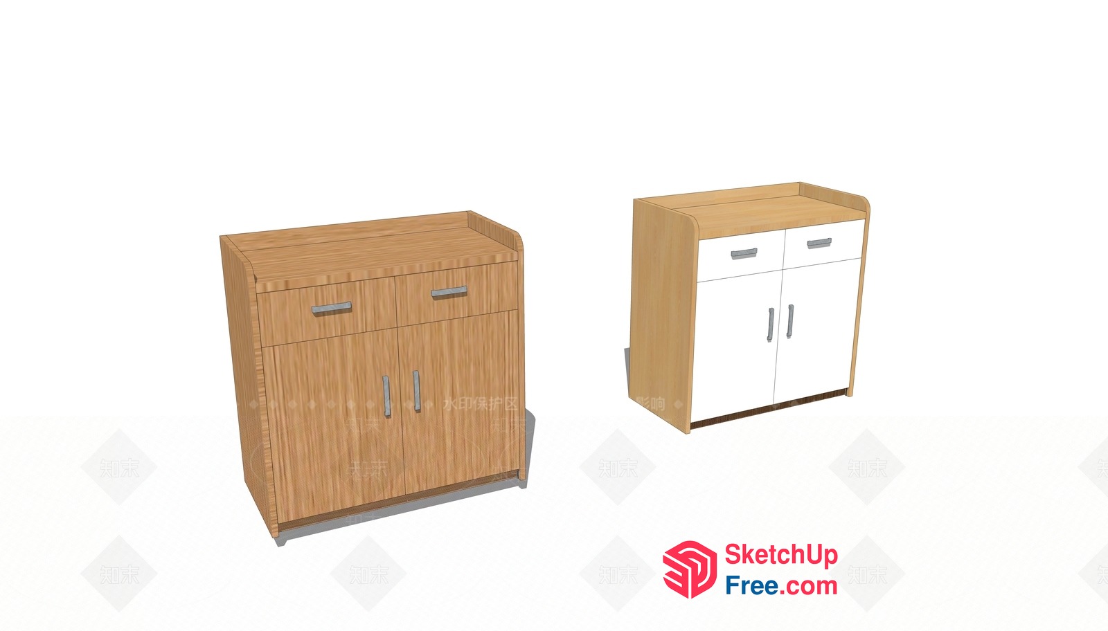 Simple Wooden Cabinets With Handles 3D SketchUp File