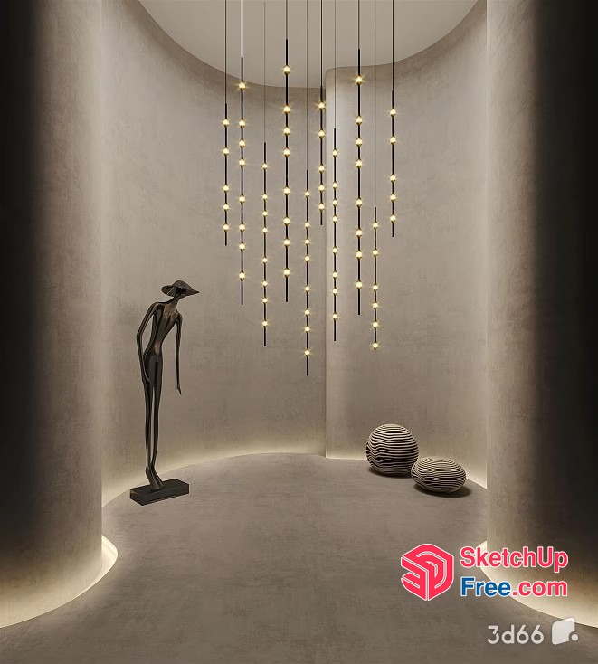Minimalist Pillars And Hanging Lights 3D SketchUp File