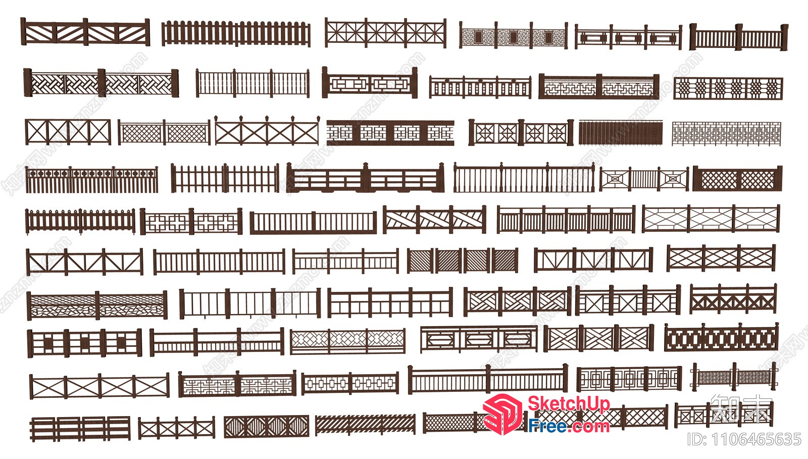 Wooden Fences And Railings 3D SketchUp File