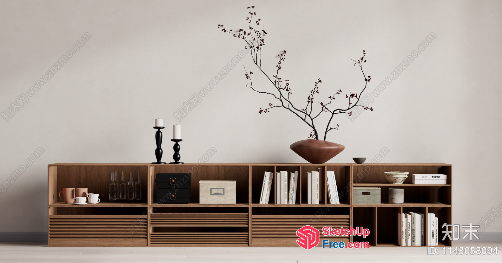Modern Minimalist Bookcase And Decorative Shelf 3D SketchUp File