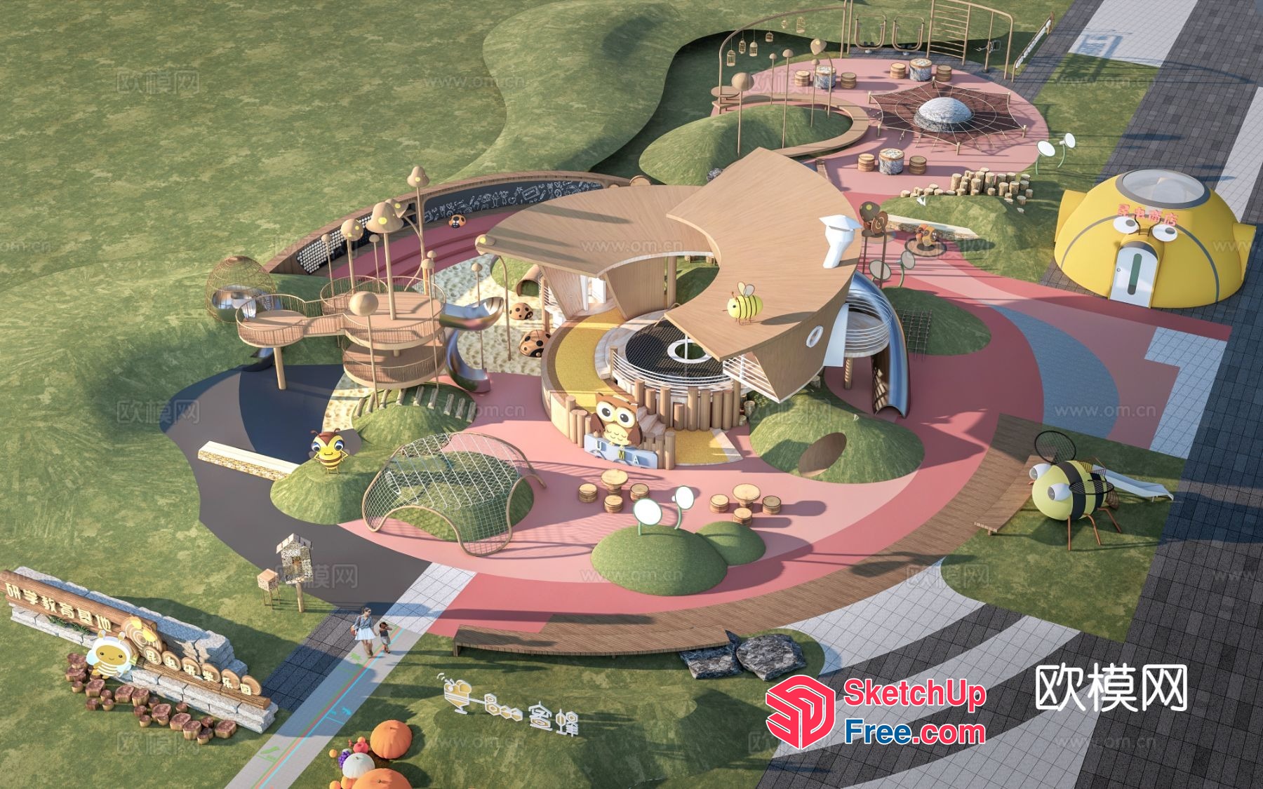 Whimsical Playground With Bee And Owl Themes 3D SketchUp File