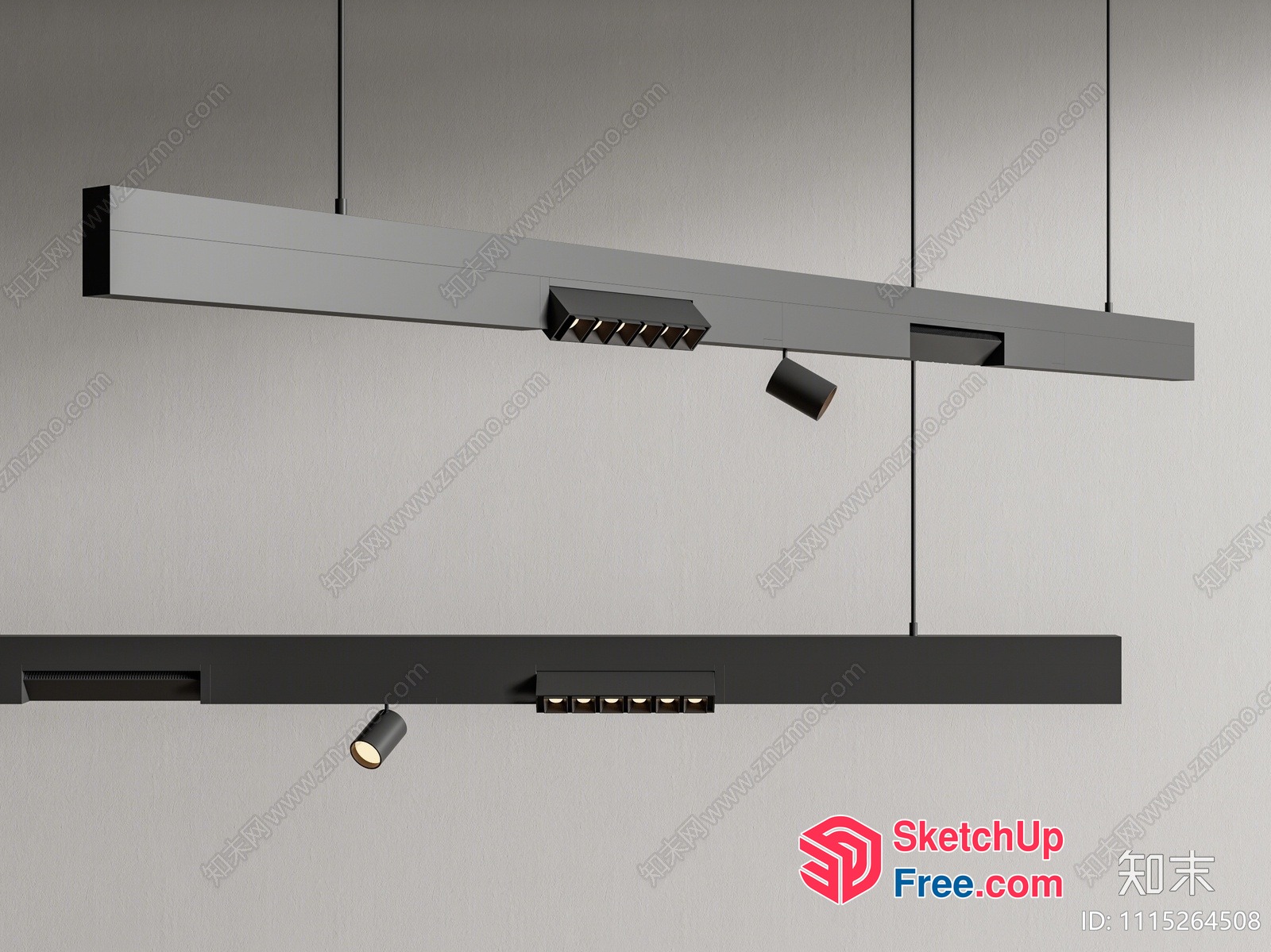 Modern Minimalist Black Track Lighting 3D SketchUp File
