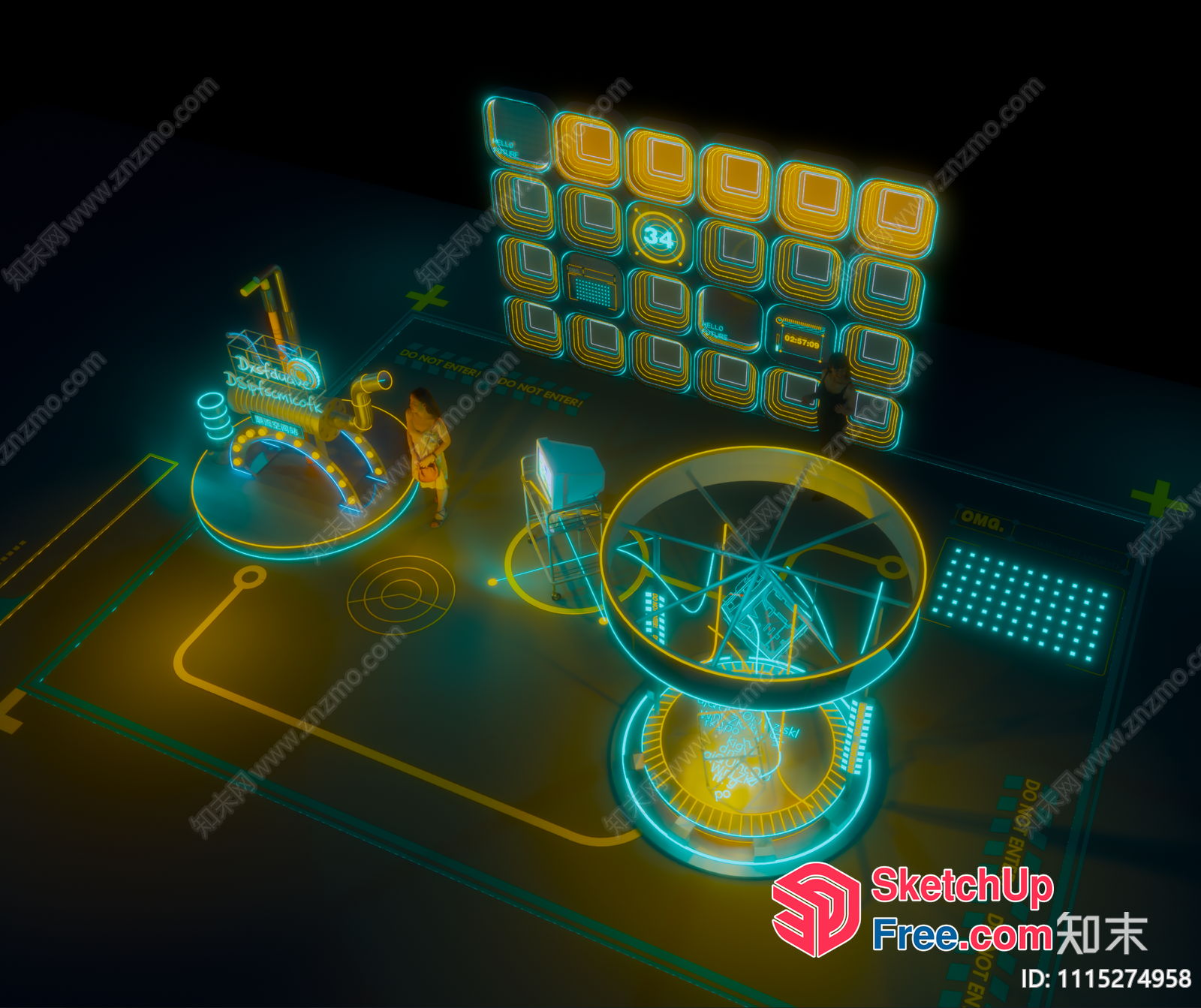 Futuristic Neon-Lit Interior Space 3D SketchUp File