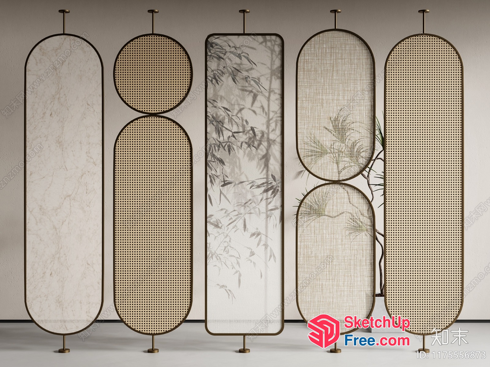 Elegant Partition Screen With Natural And Modern Elements 3D SketchUp File