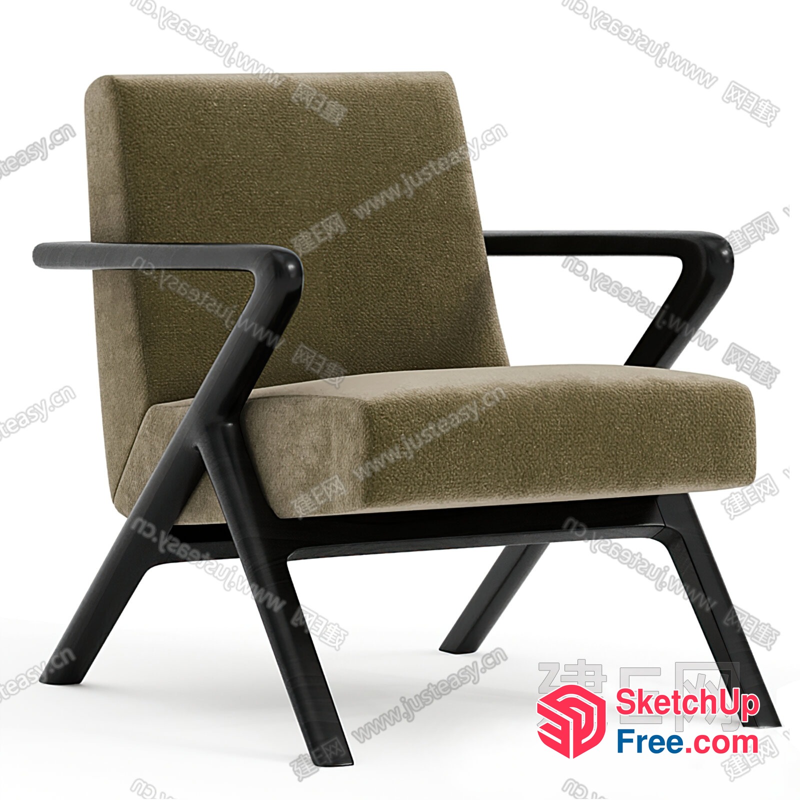 Minimalist Style Armchair With Black Frame 3D SketchUp File