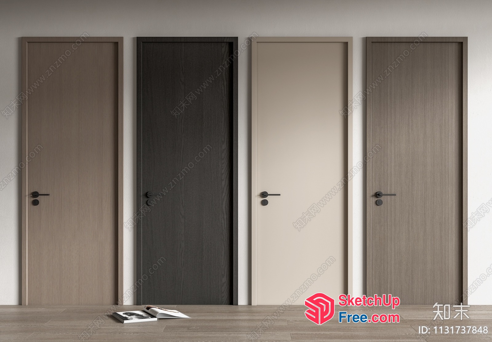 Five Doors Of Various Colors And Styles 3D SketchUp File