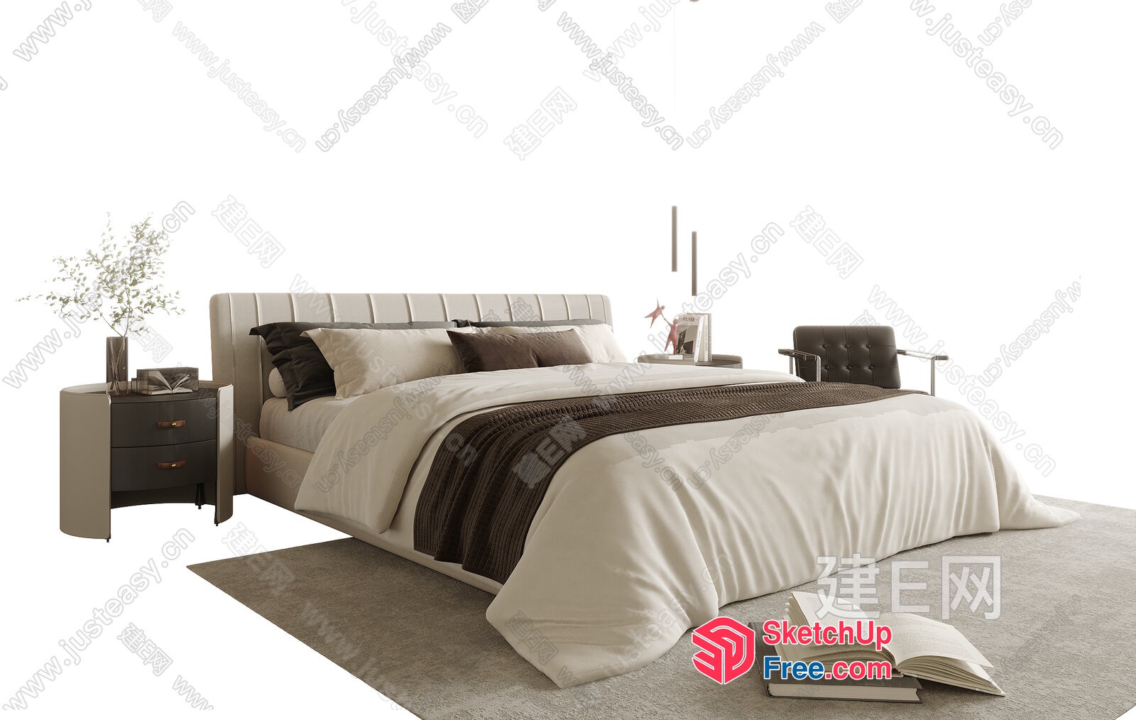Elegant Minimalist Bedroom Furniture 3D SketchUp File