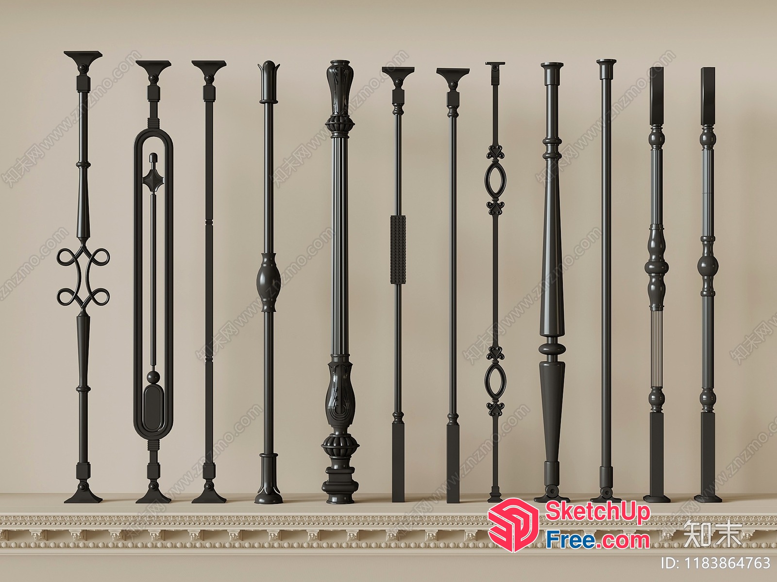 Ornate Railing Designs 3D SketchUp File