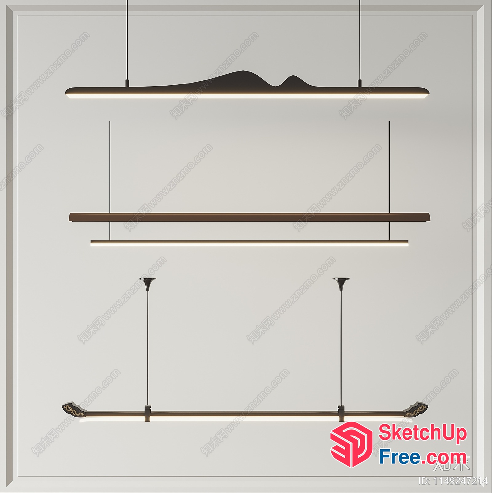 Contemporary Minimalist Hanging Light Fixture 3D SketchUp File