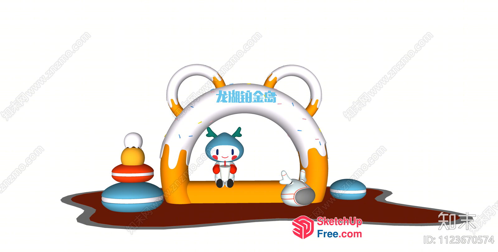 Colorful Cartoon Animal Character Entrance Arch 3D SketchUp File