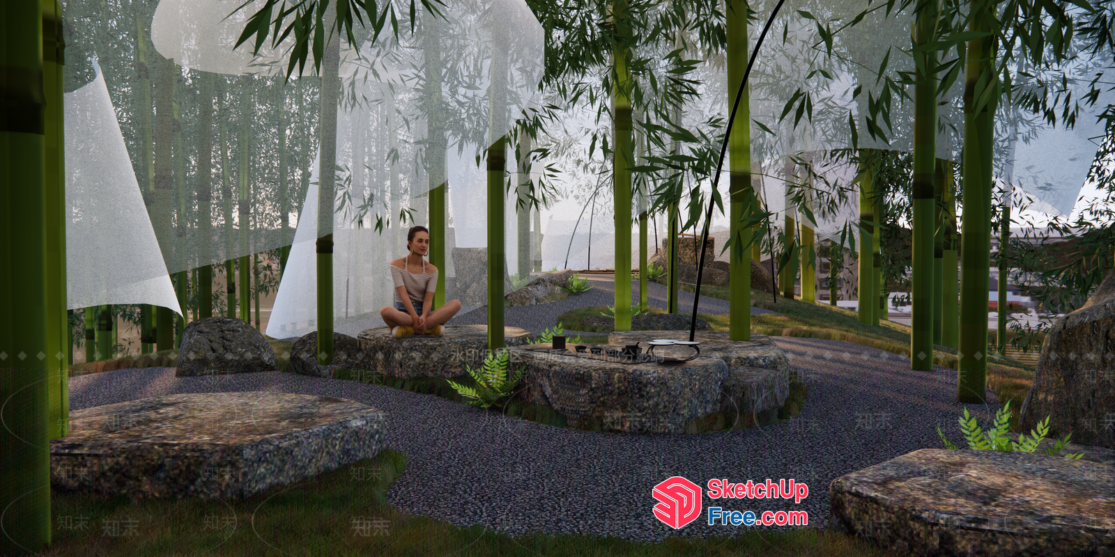 Serene Bamboo Forest Oasis 3D SketchUp File