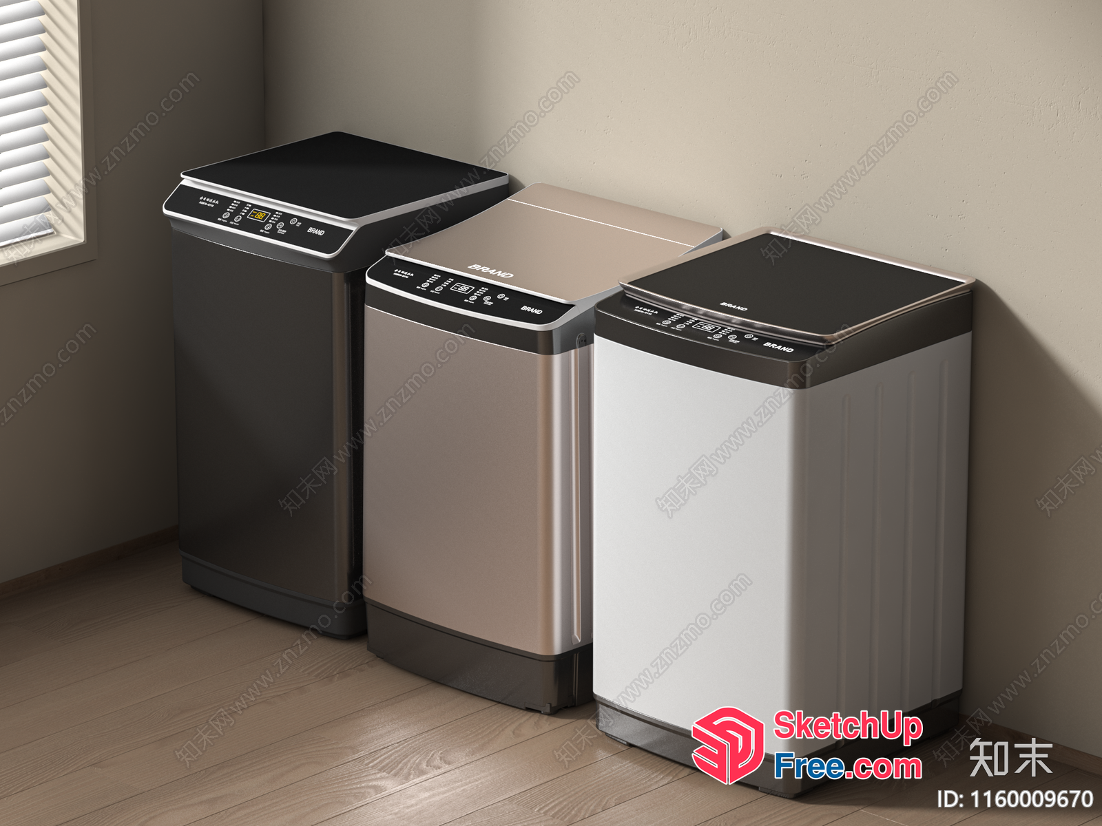 Modern Stainless Steel Washing Machine Set 3D SketchUp File