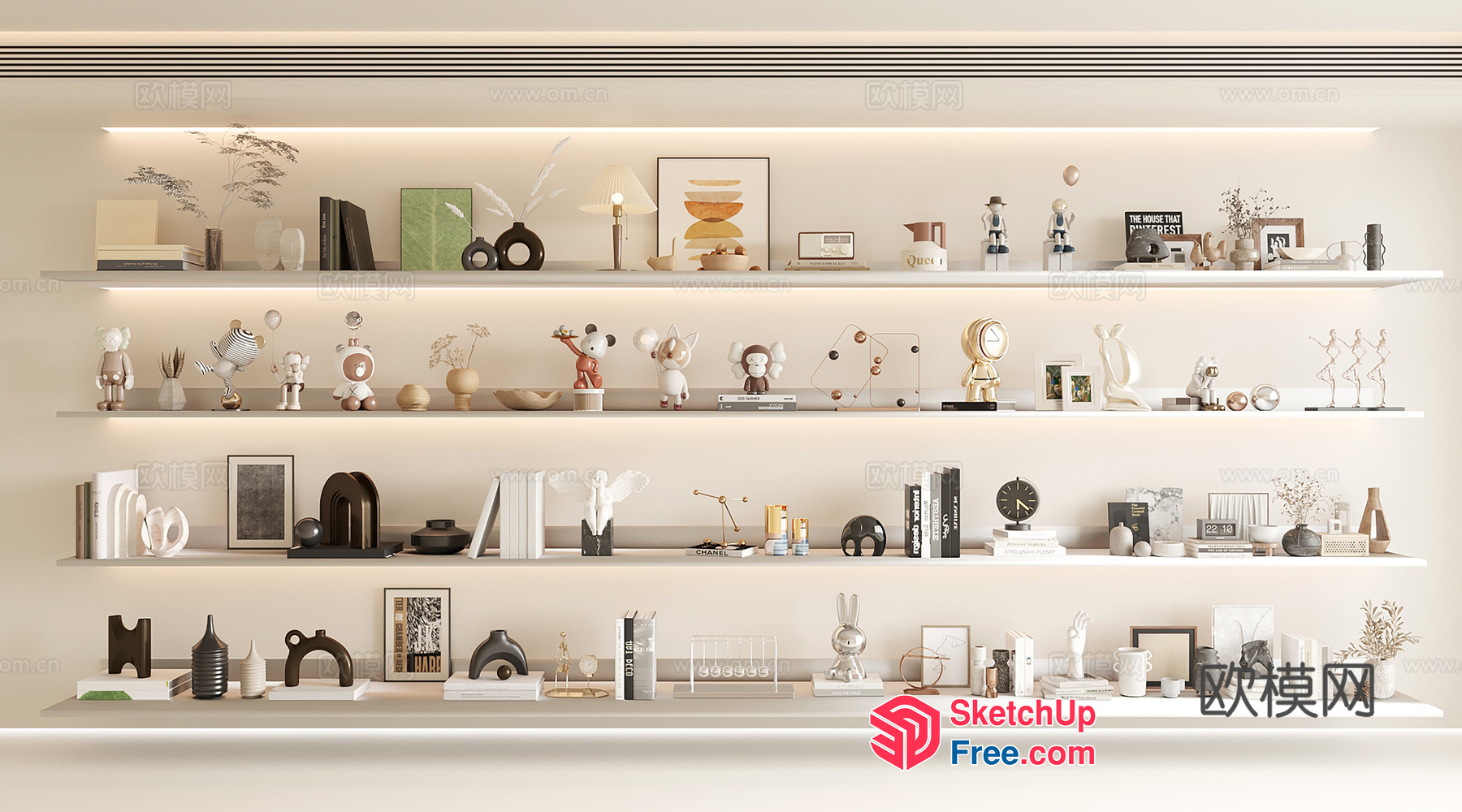 Elegant Minimalist Shelf Decor 3D SketchUp File