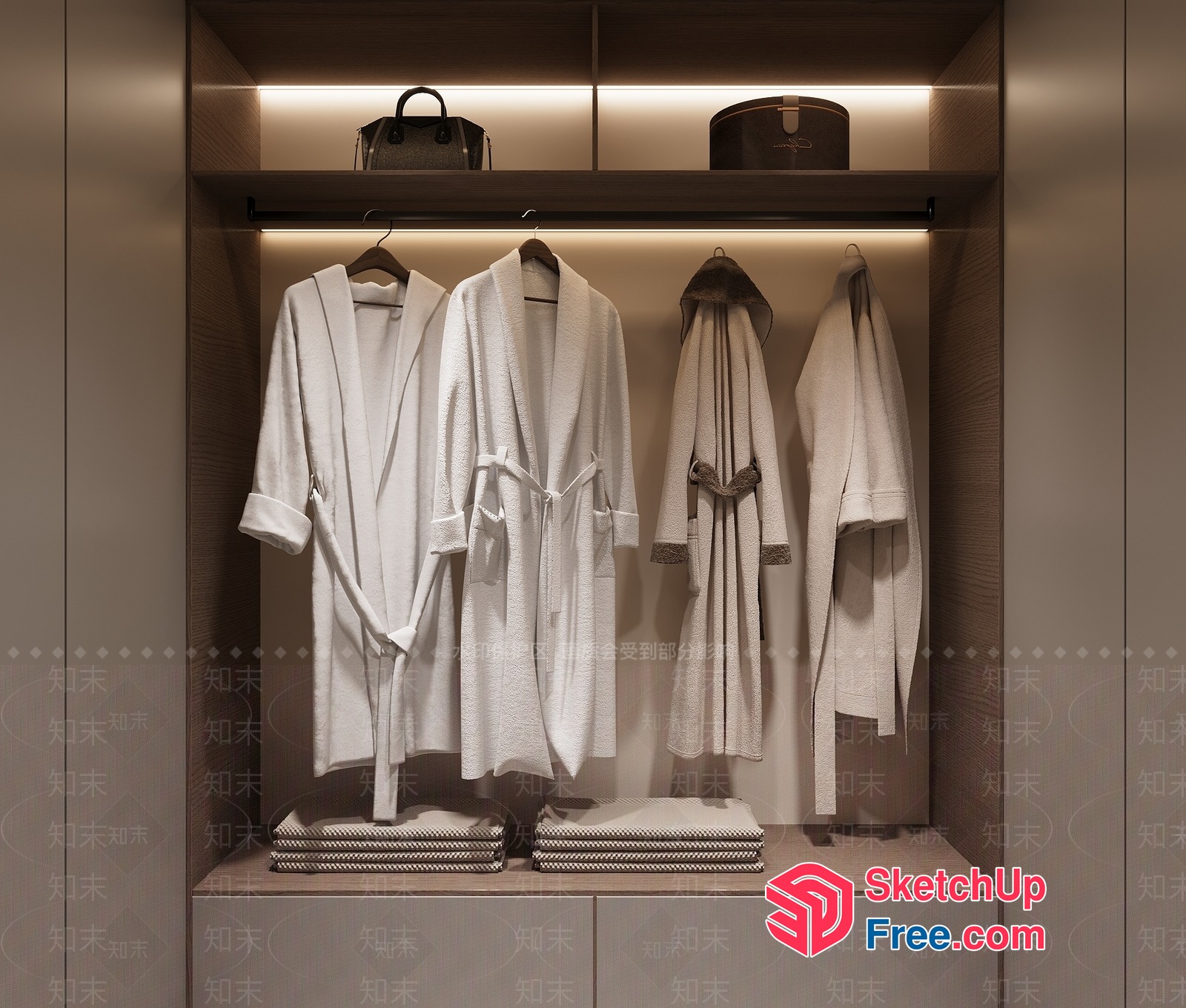 White Robes And Towels In A Luxurious Closet 3D SketchUp File