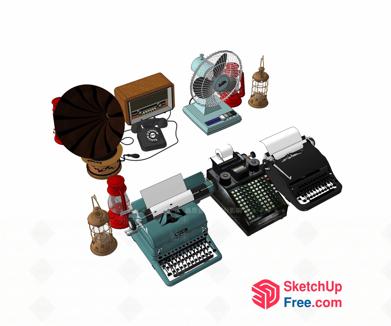 A Collection Of Vintage Office And Home Decor Items 3D SketchUp File